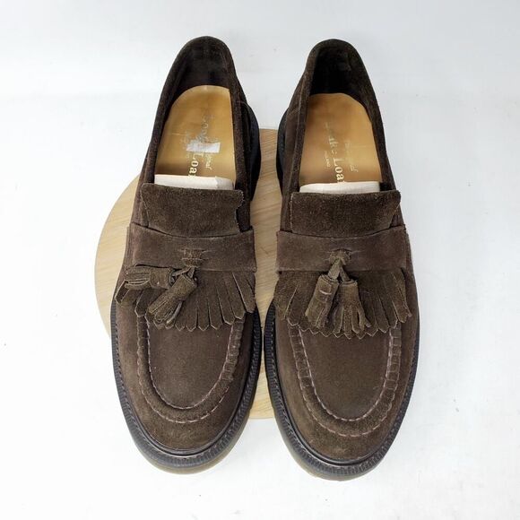 Loake Loafer Men 9 E Brighton Brown Suede Fringe Tassel Chunky Sole Shoe England - Picture 5 of 14